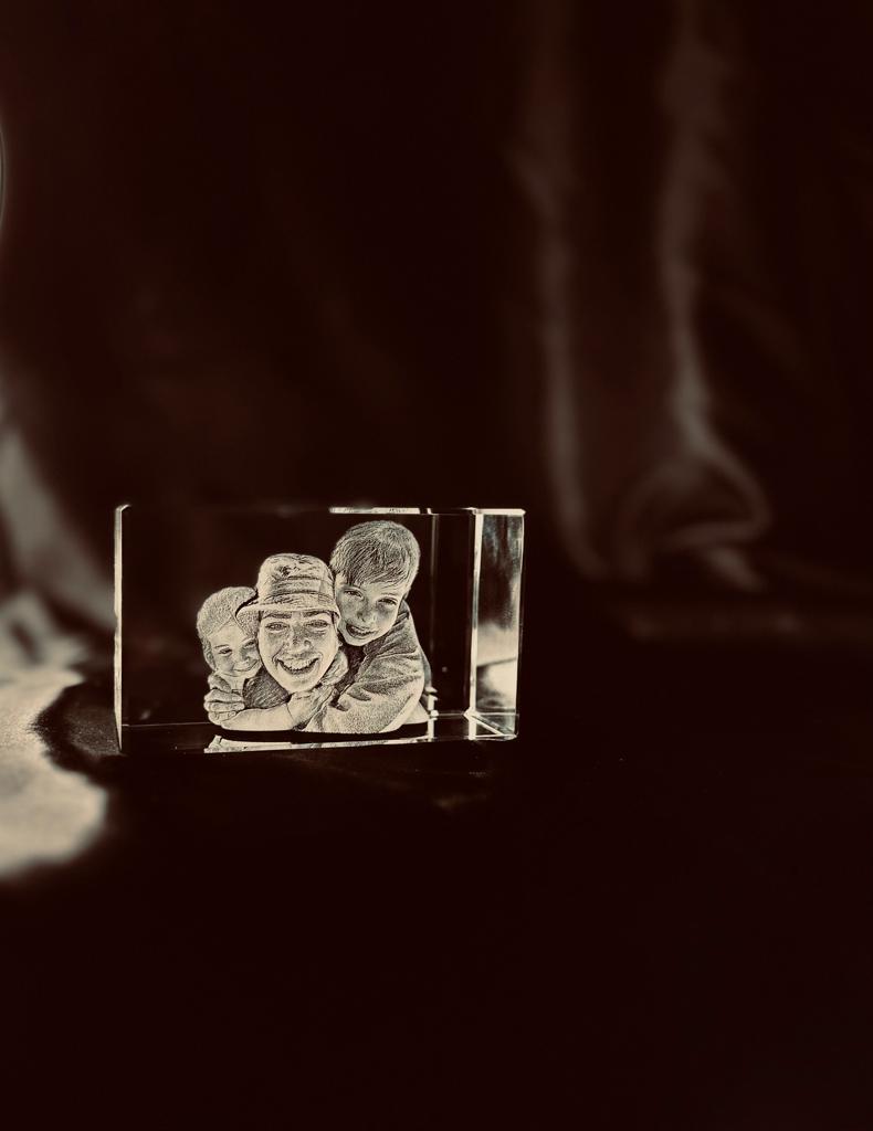 familia  madre hijos cristal 3d  personalizado regalo original