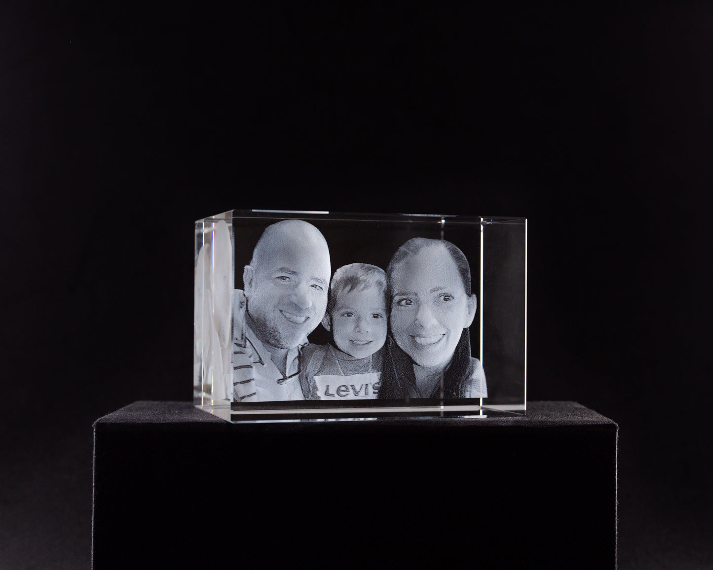 Foto en cristal 3D con forma de rectángulo. Regalos con fotos personalizadas.